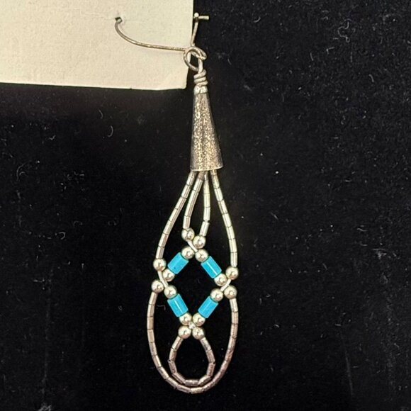 Native American Liquid‎ Silver Turquoise Necklace 3 Pc Jewelry Set 925 Sterling - Picture 10 of 16